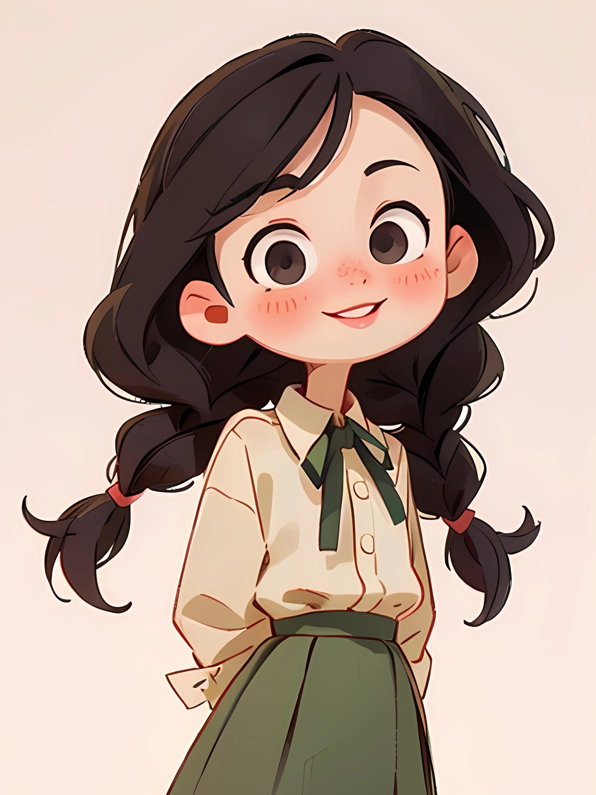 双麻花辫小女孩