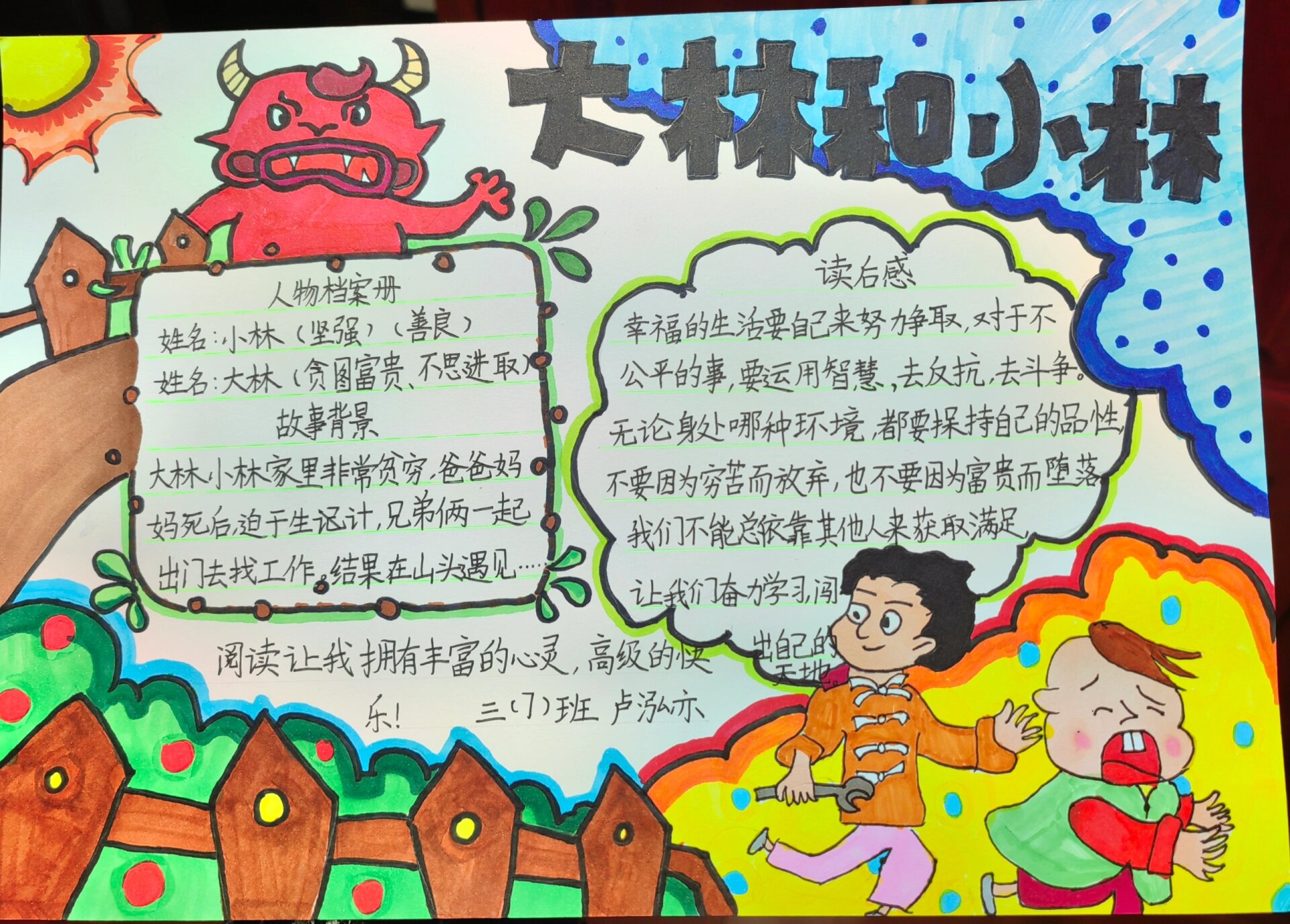 手抄报《大林和小林》
