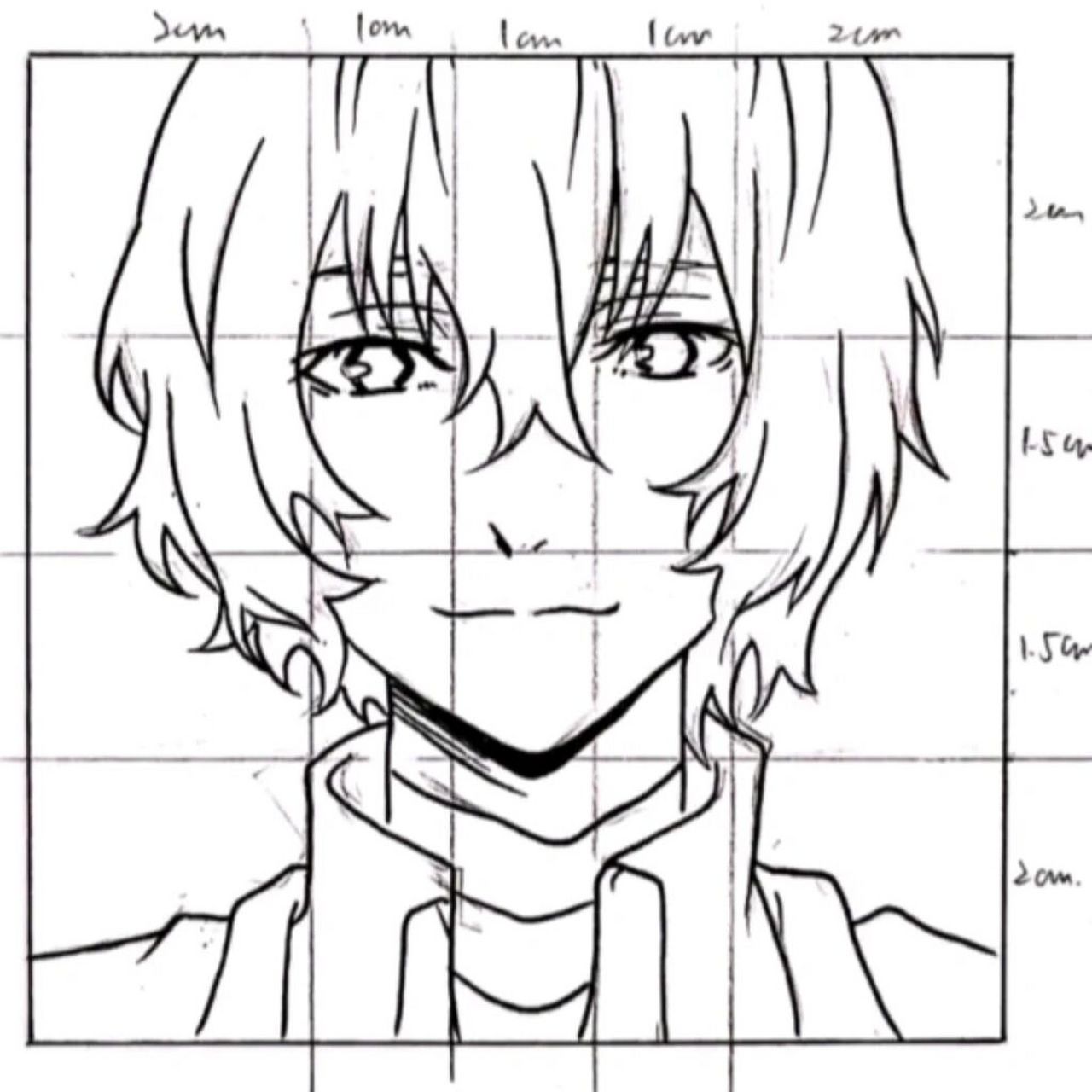 绘画分享97文豪野犬太宰治 保姆级三庭五眼方格步骤教程 色号在最后