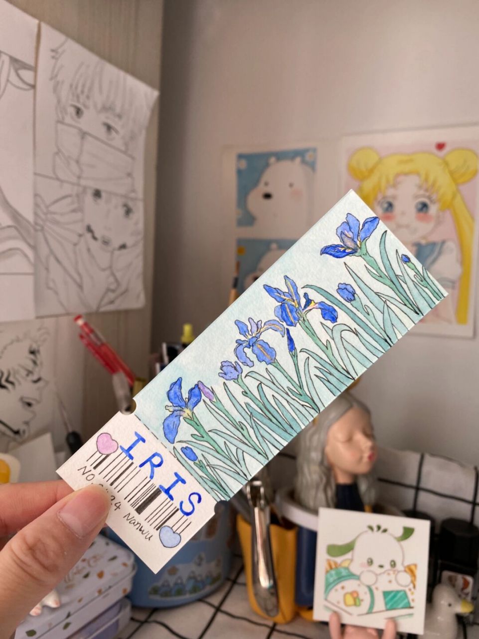 摸鱼书签92鸢尾iris(附过程) 我有一个非常喜欢鸢尾的朋友,他的每