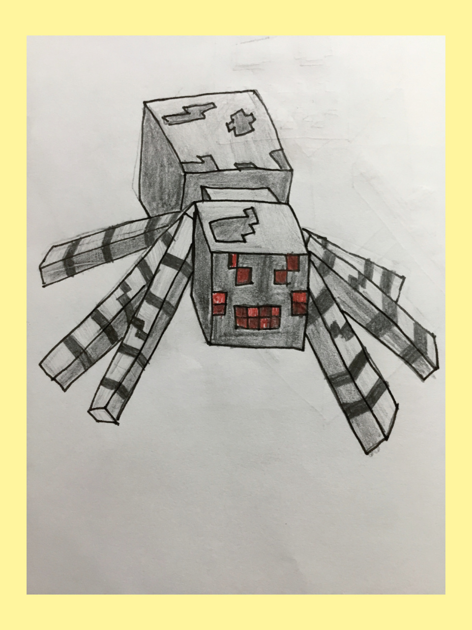 我的世界洞穴蜘蛛,素描,自己画的.