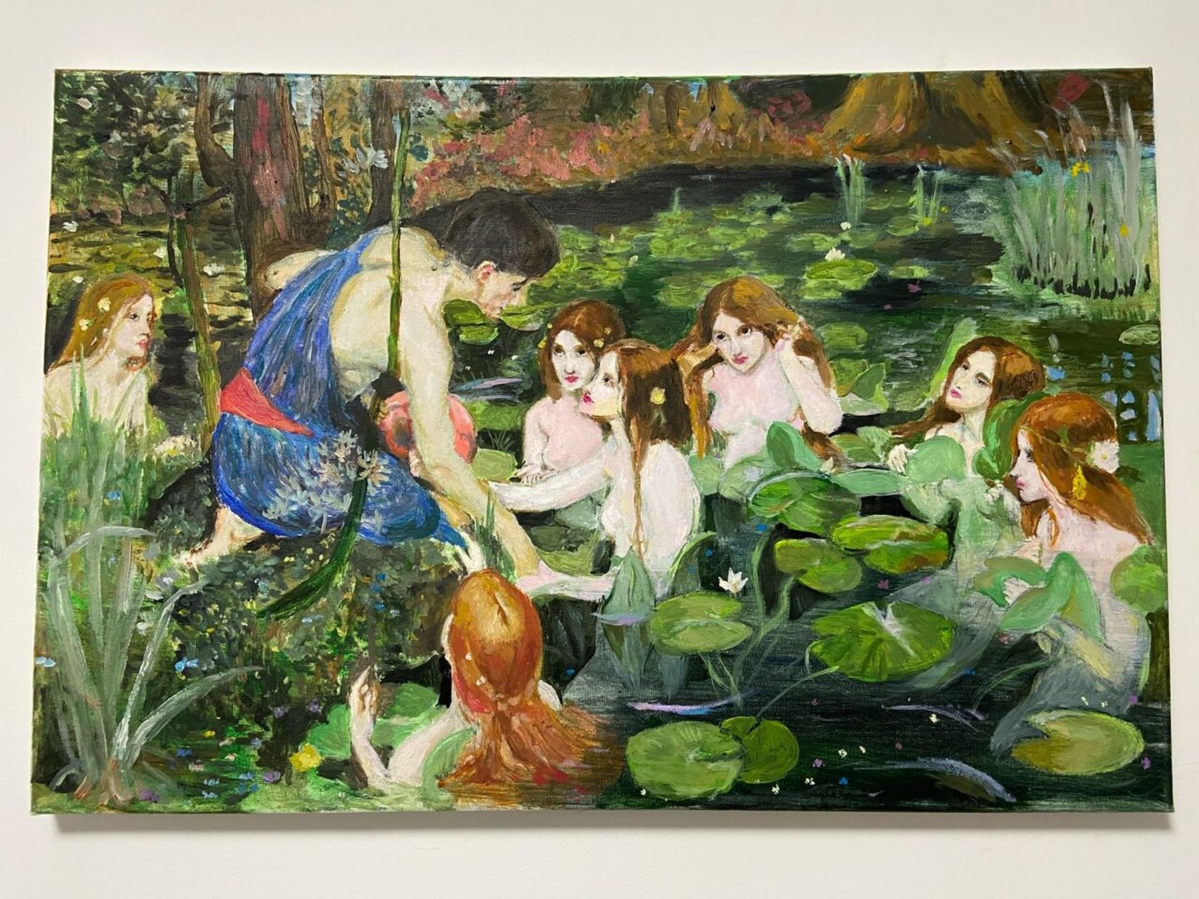 油画:海拉斯与水仙女 临摹练习,约翰·威廉·沃特豪斯:《海拉斯与水