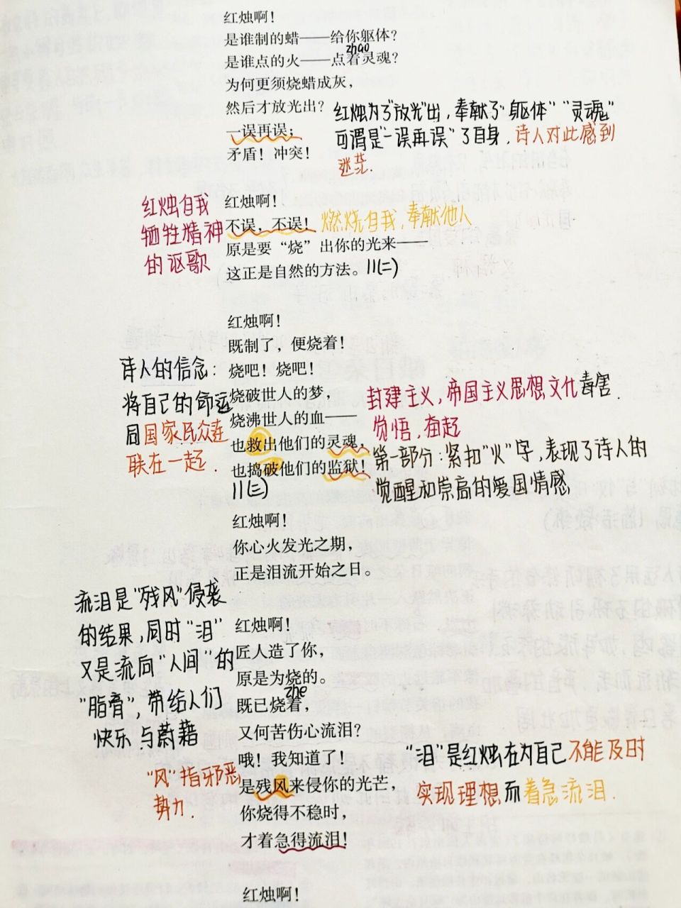 高一语文笔记《红烛》闻一多 你们求的《红烛》来啦～双更!我很勤快!