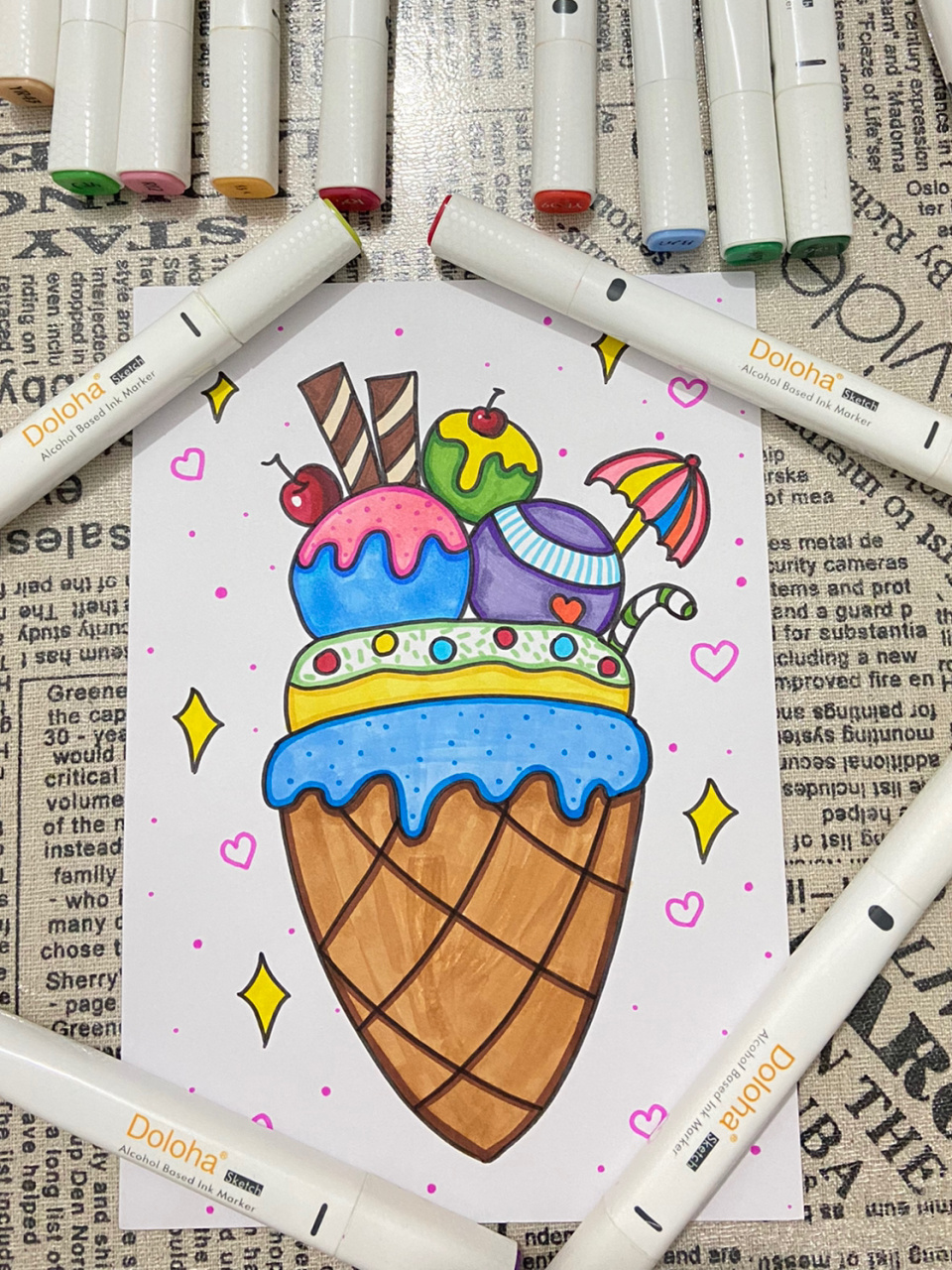 冰淇淋店简笔画彩色图片