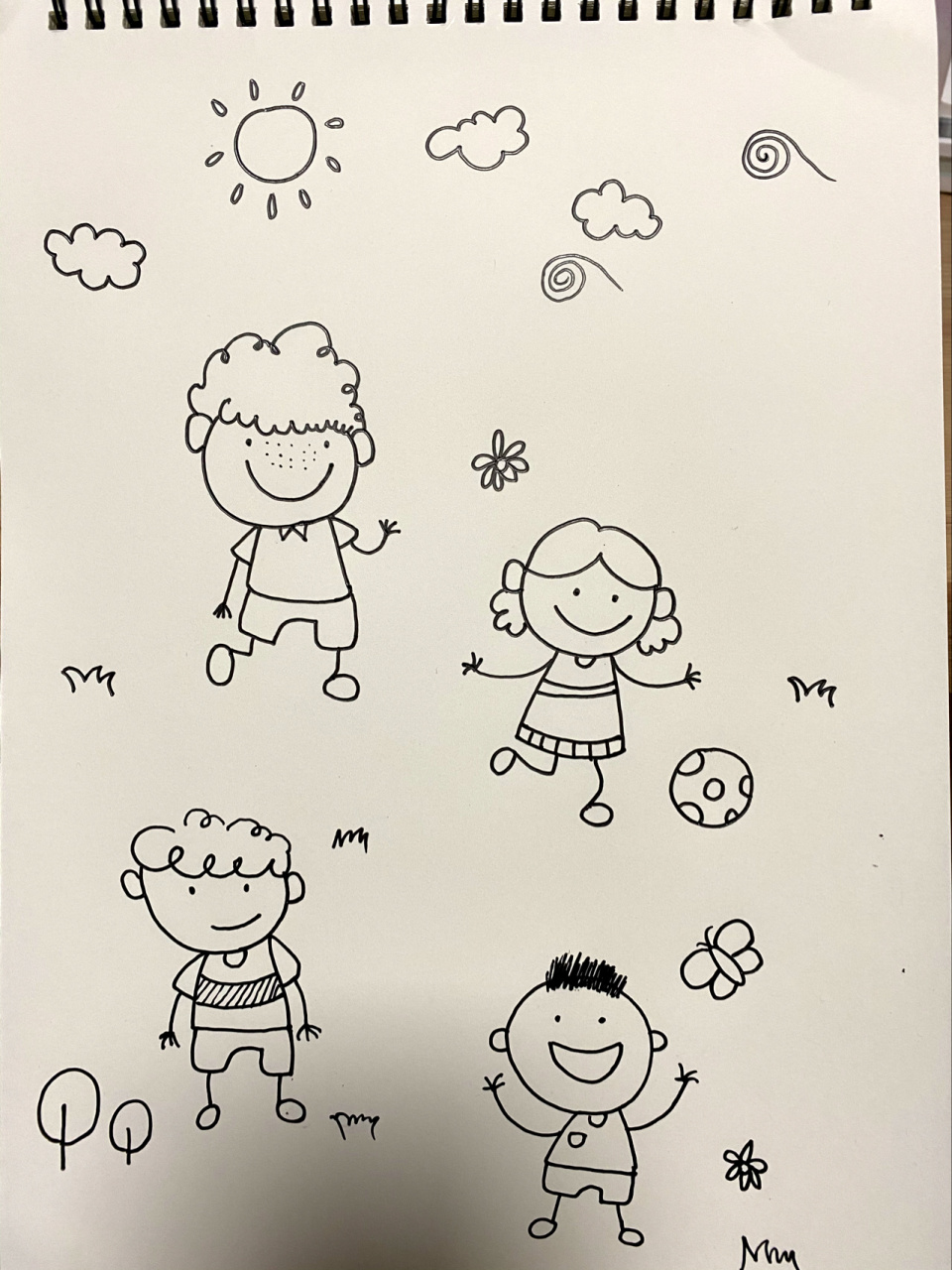 卡通简笔画素材之可爱小人物 马克笔上色 简笔画77线条画77手帐