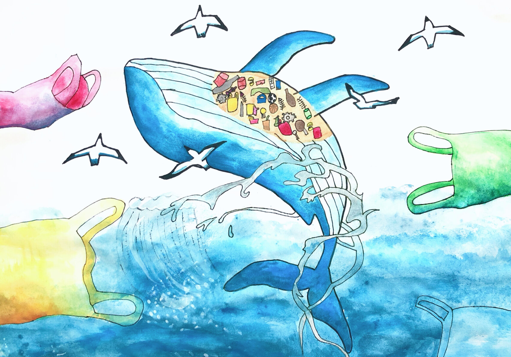 保护海洋生物-主题画作