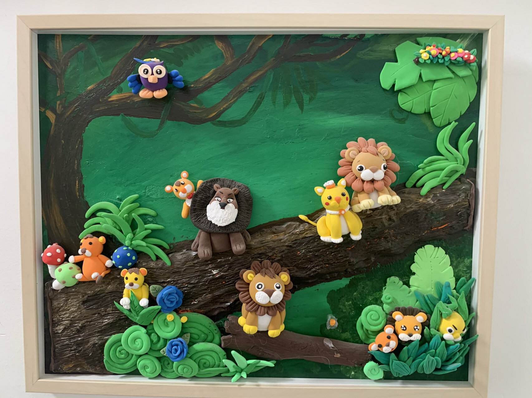 森林动物世界彩泥作品 超轻黏土,彩泥作品,猴子,大狮子,鸵鸟
