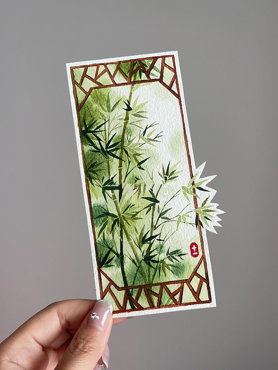 超级简单的古风水彩书签来喽～翠竹(附过程) 绘画灵感来自 水彩年课