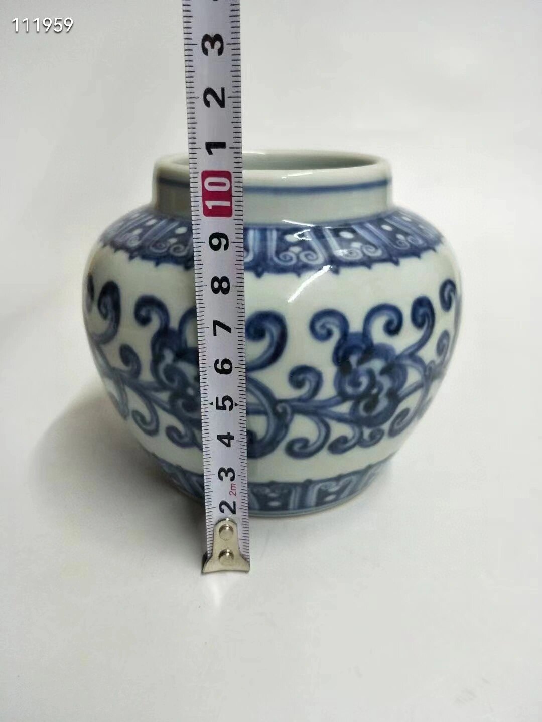 明永乐青花缠枝灵芝纹罐古玩古董明代青花瓷