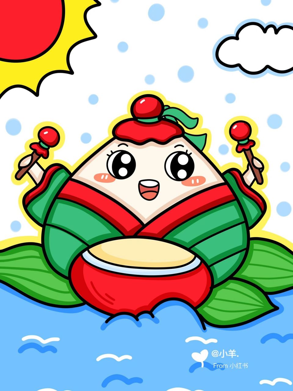 端午节儿童创意画 主题画 可爱的小粽子 #创意美术儿童画# #儿童创意