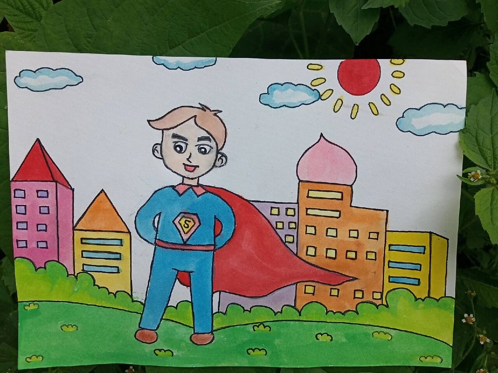 第13幅|父亲节简笔画 "承蒙时光不弃 感恩一切给予 您陪我小 我陪您老