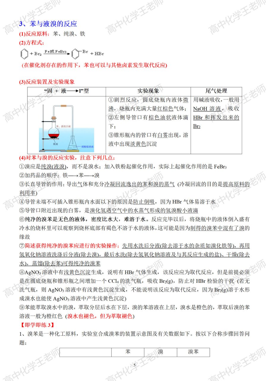有机化学实验专题:苯与液溴的反应 细致入微的讲解了,"苯与液溴反应"