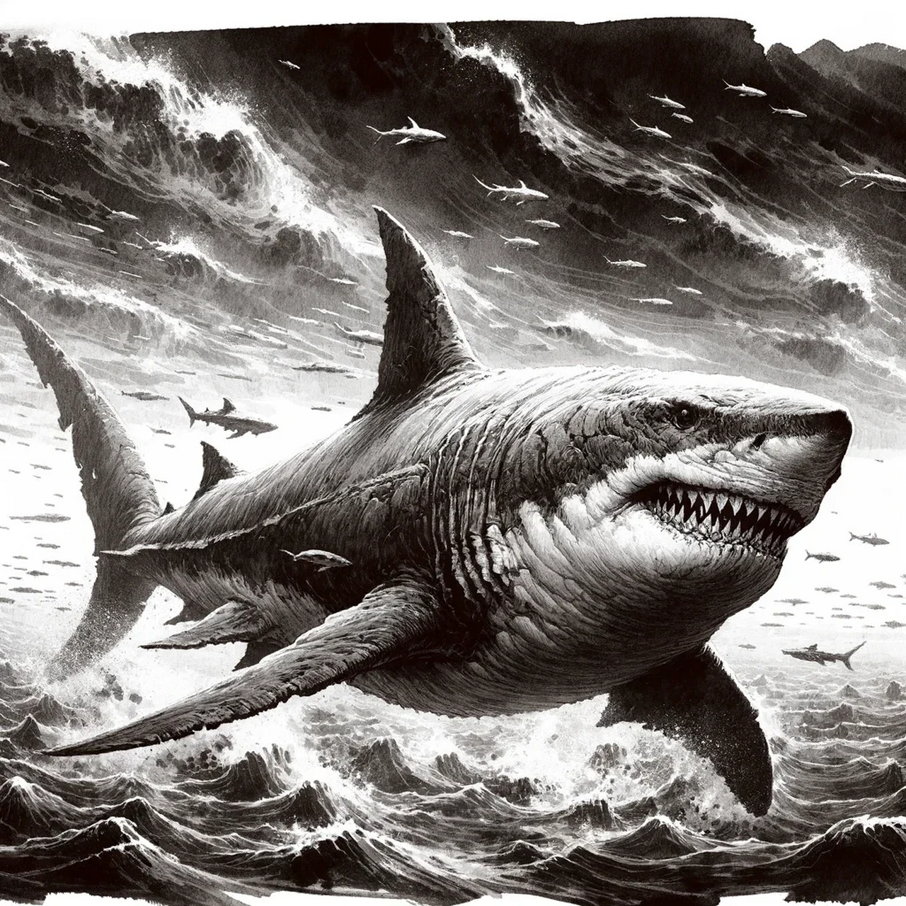 巨齿鲨 otodus megalodon,又称为巨齿鲨,是一种生活在约2300万年至360