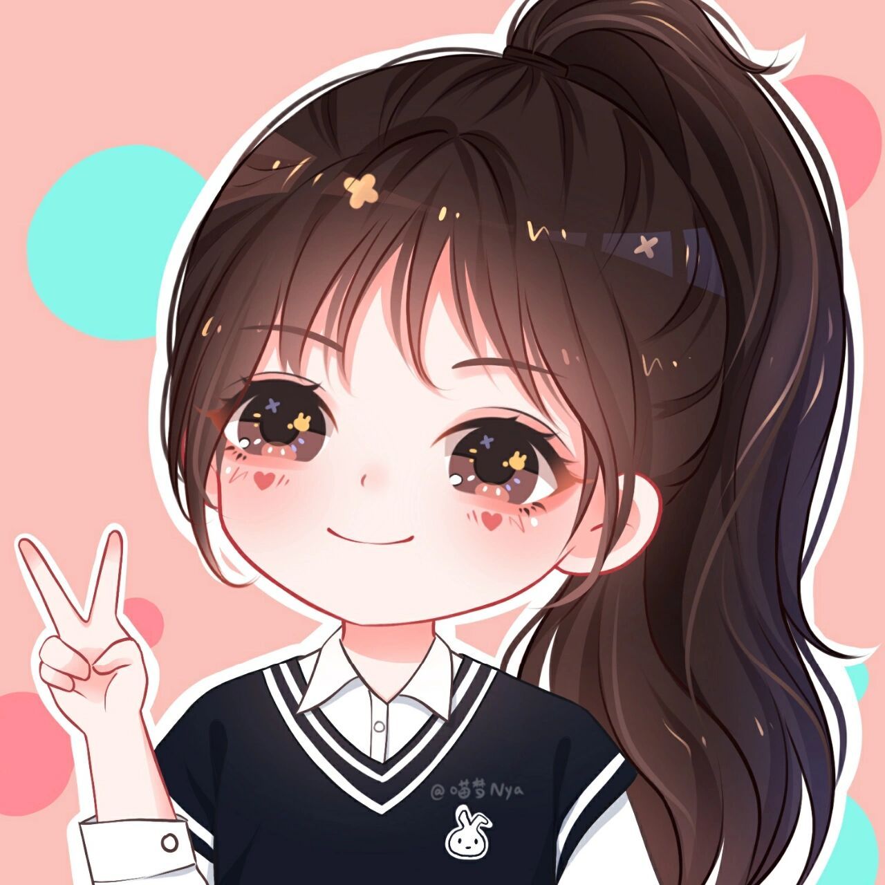 卡通q版可爱女生头像|学院风高马尾 你们要的高马尾拿去吧 8215图