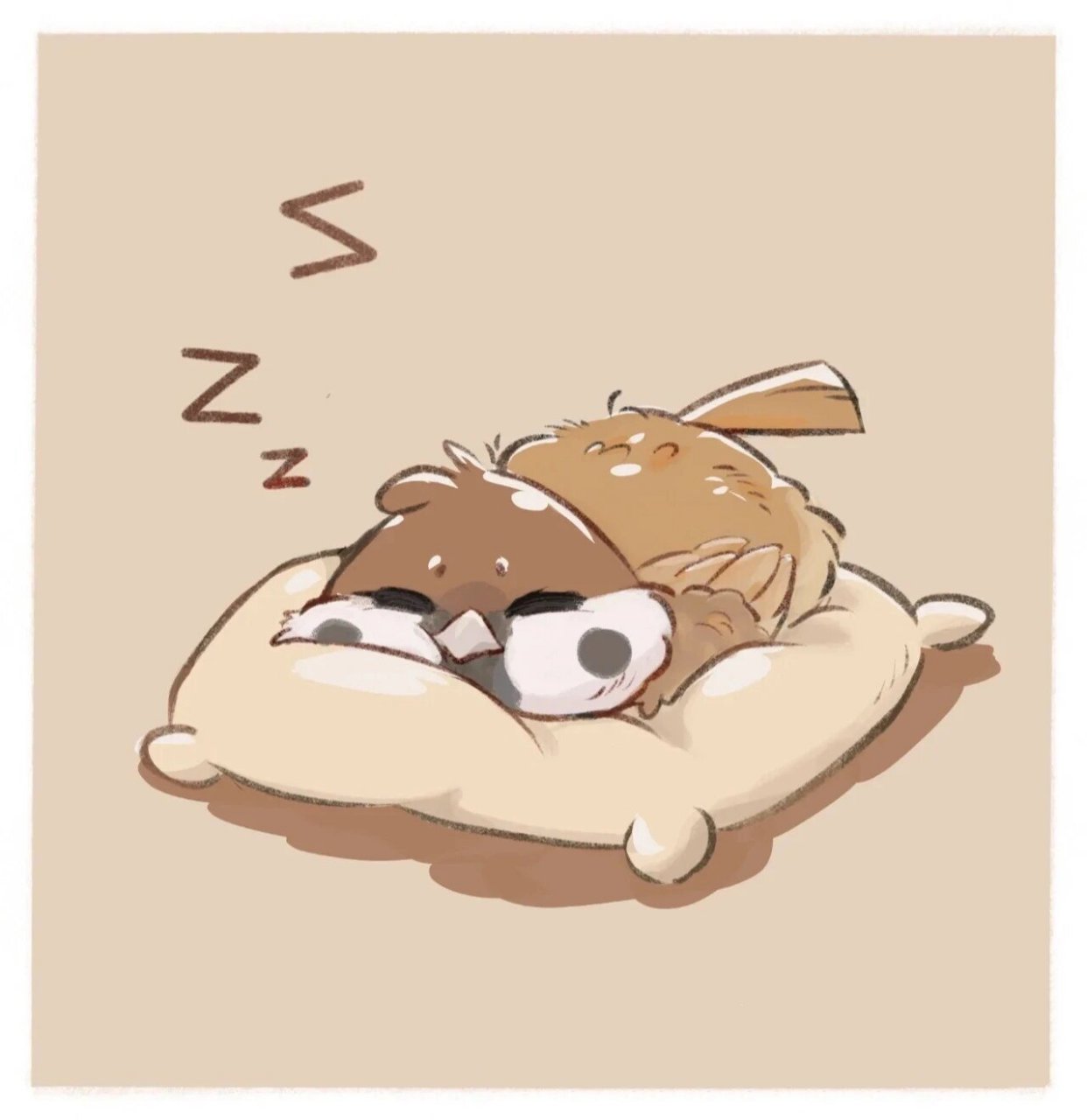 动漫可爱麻雀临摹素材 出处可见水印