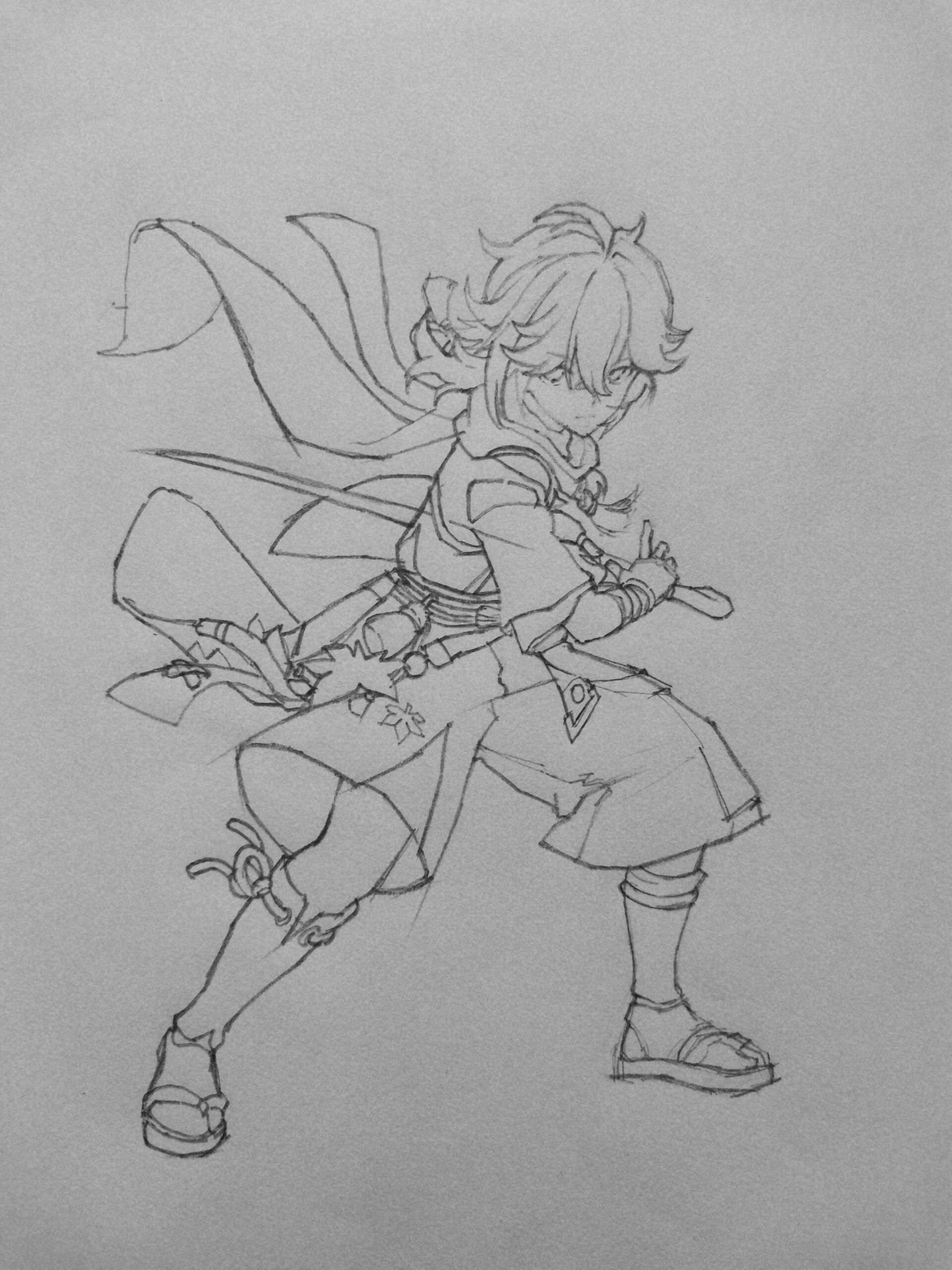 枫原万叶绘画过程