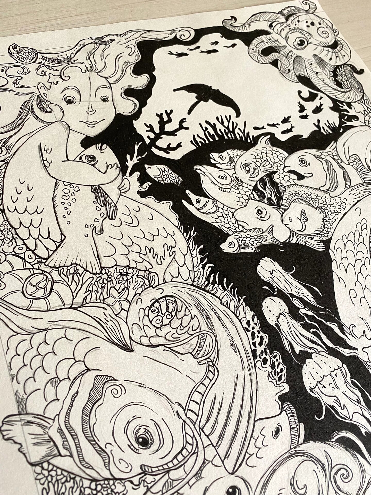 临摹黑白画海底作者:chrisartist