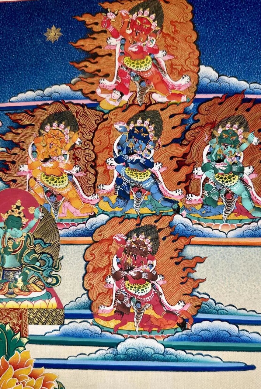 唐卡赏析 二十年中古唐卡——大悲胜海红观音 86×62厘米(画芯77×54)