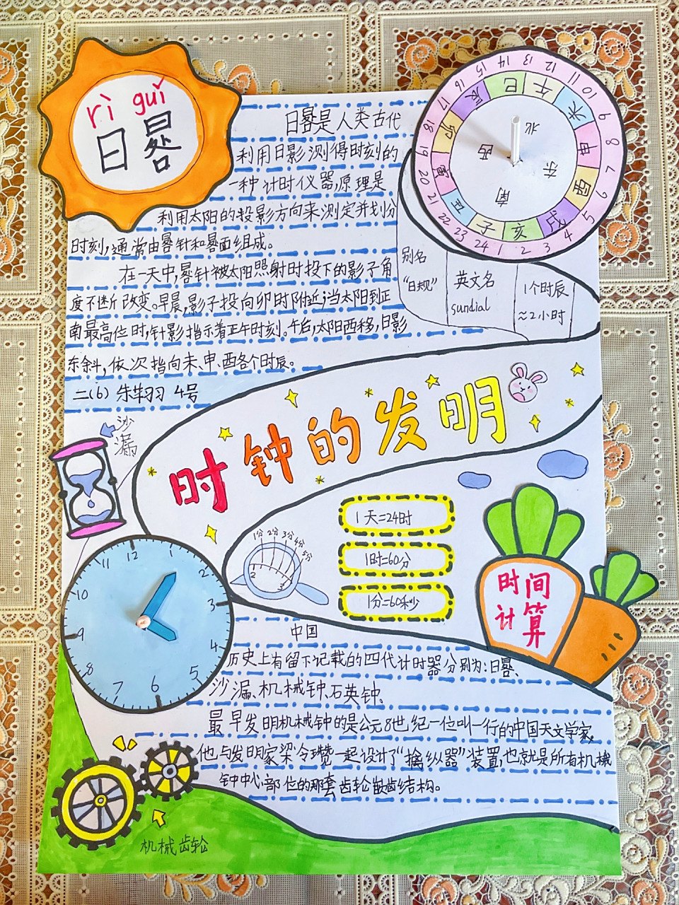 小学生学习|寒假作业之"时钟发明"手抄报 寒假作业之一,了解一种发明