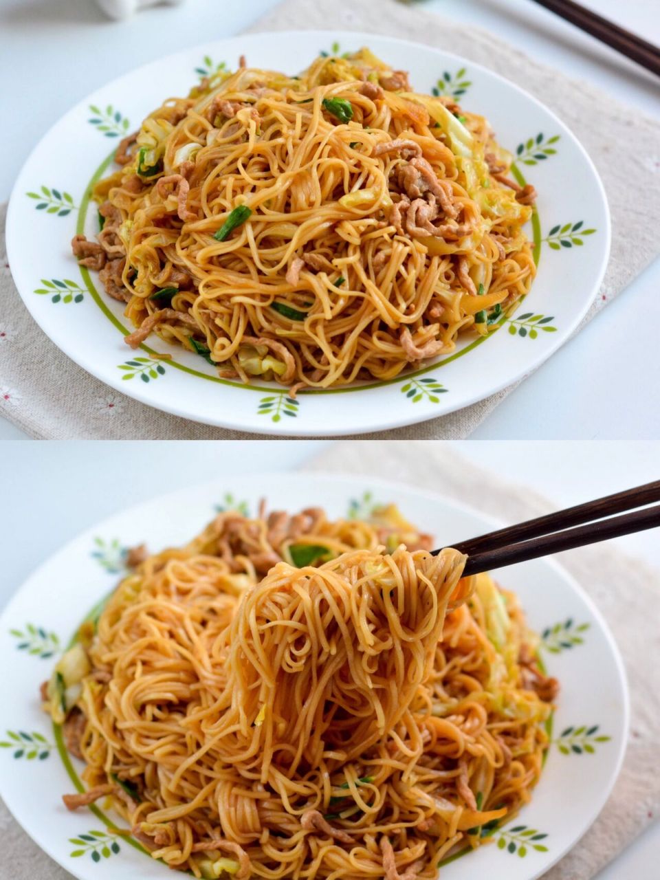 圆白菜肉丝炒面,幸福感爆棚的早餐 这道肉丝圆白菜炒面,有滋有味有