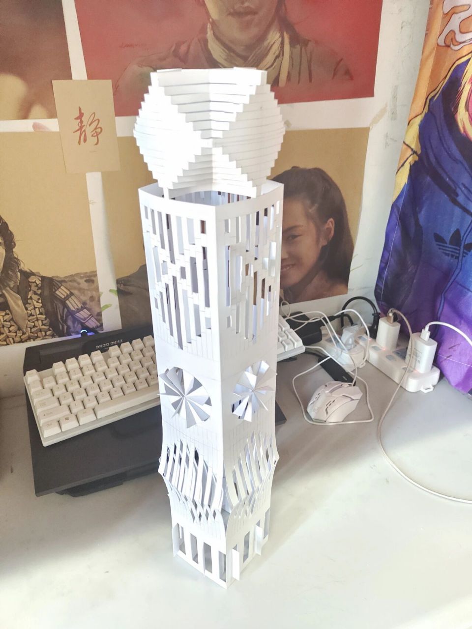 纸柱,学生作品,纯手工