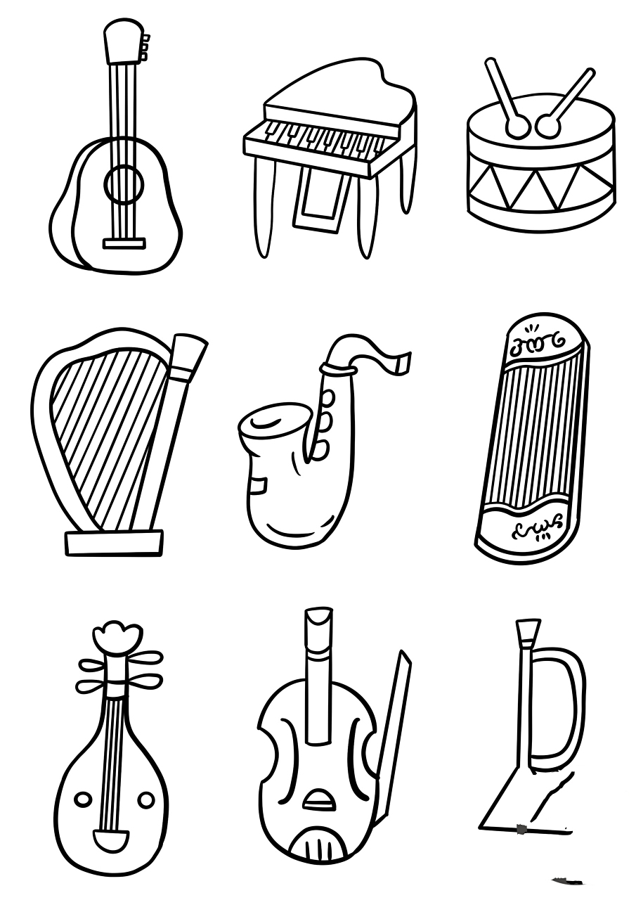 乐器简笔画(可打印)