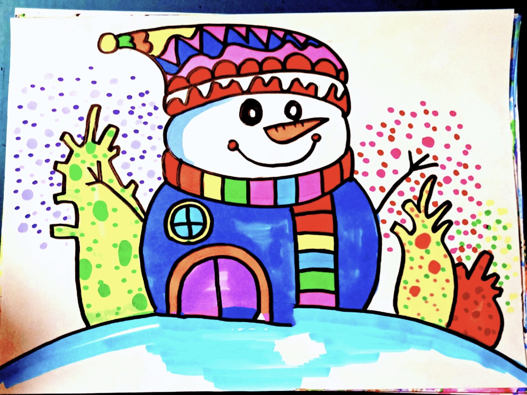 冰雪世界 雪人 创意画