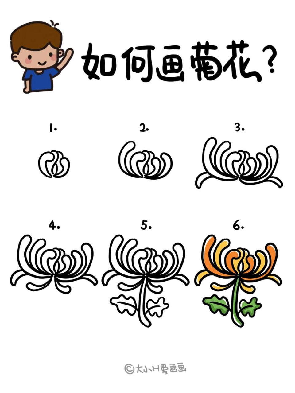 秋菊画法图片