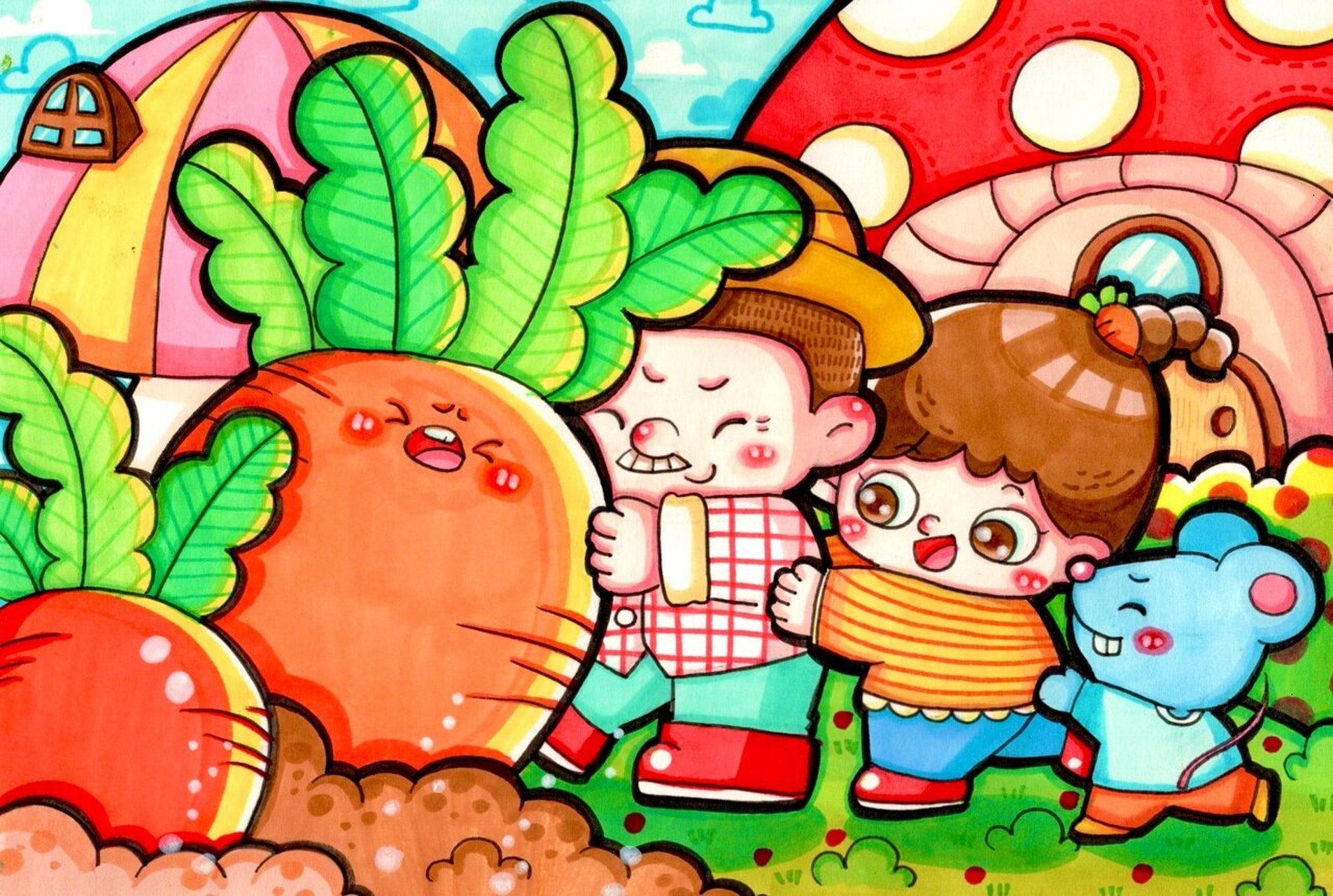 绘画小课堂7815拔萝卜|故事主题素材包 最新一期素材包更新来啦