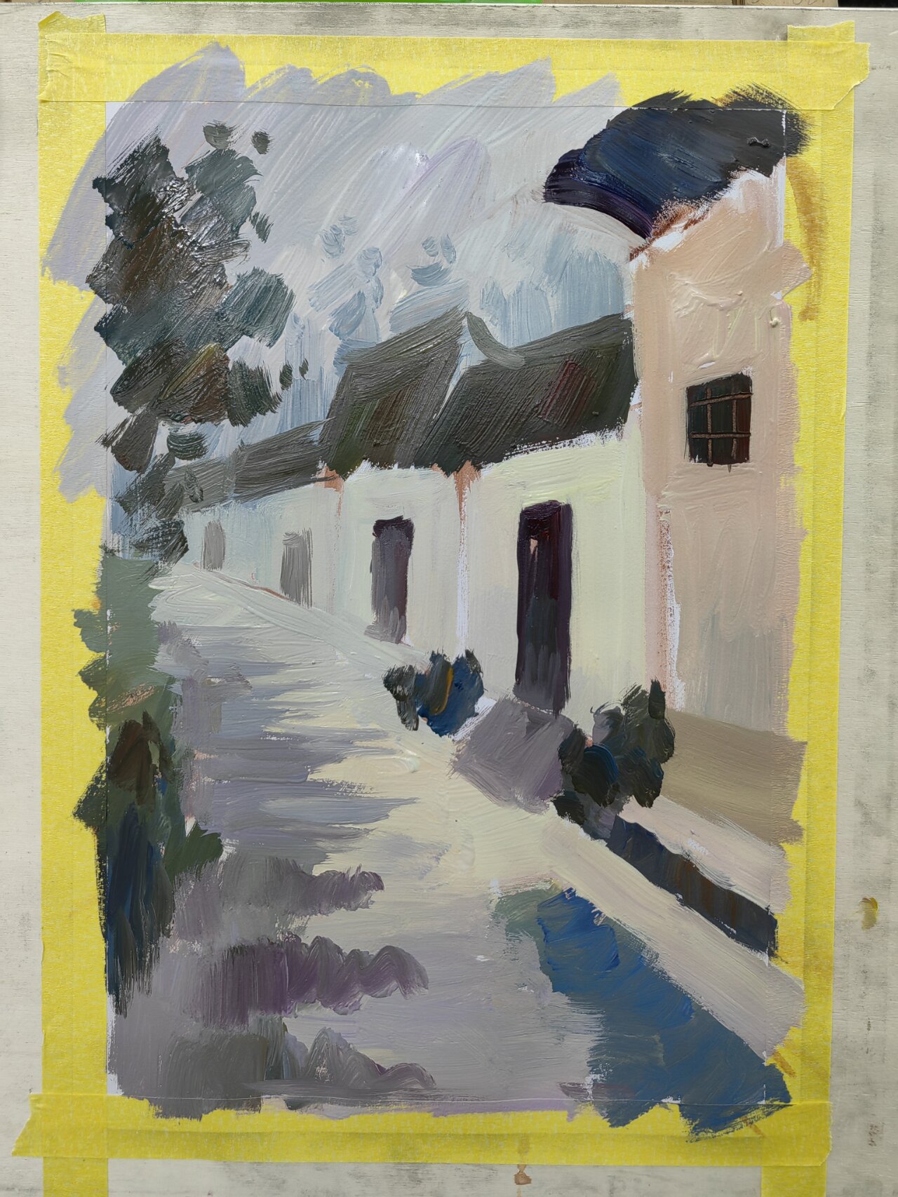 水粉画步骤图92|街景风景色彩