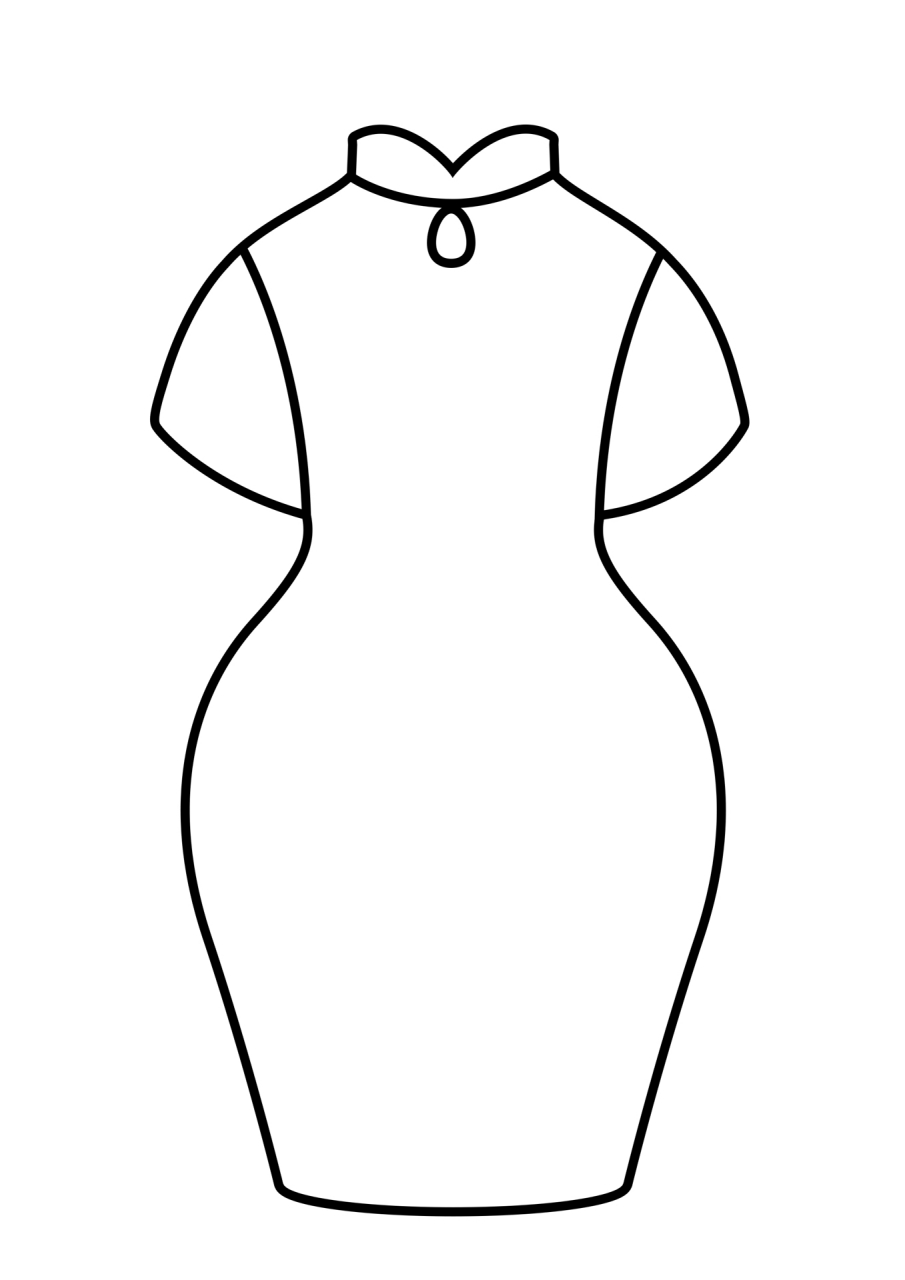 旗袍简笔画(素材保存可直接打印)  旗袍简笔画