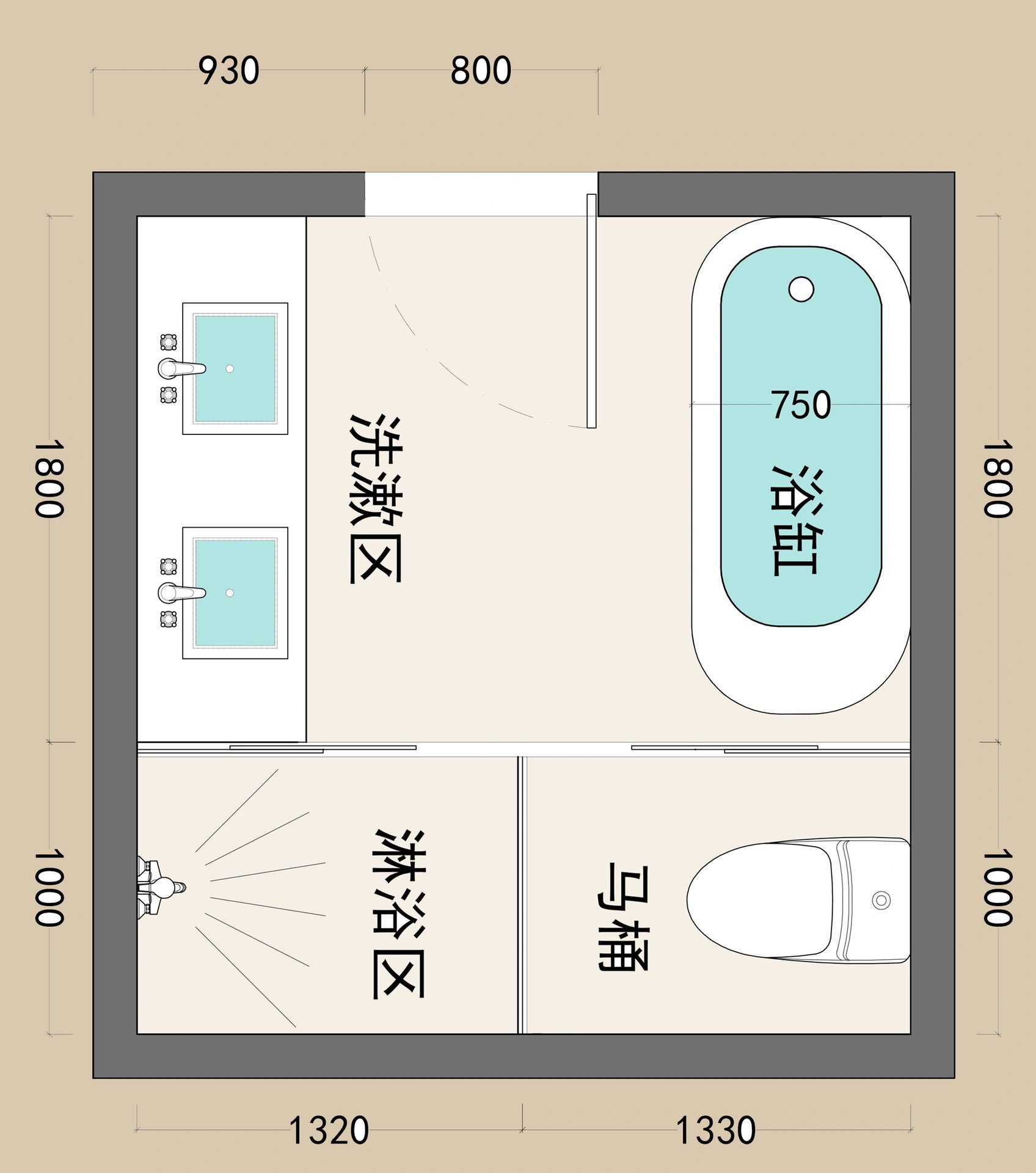 浴缸给水预留尺寸图图片