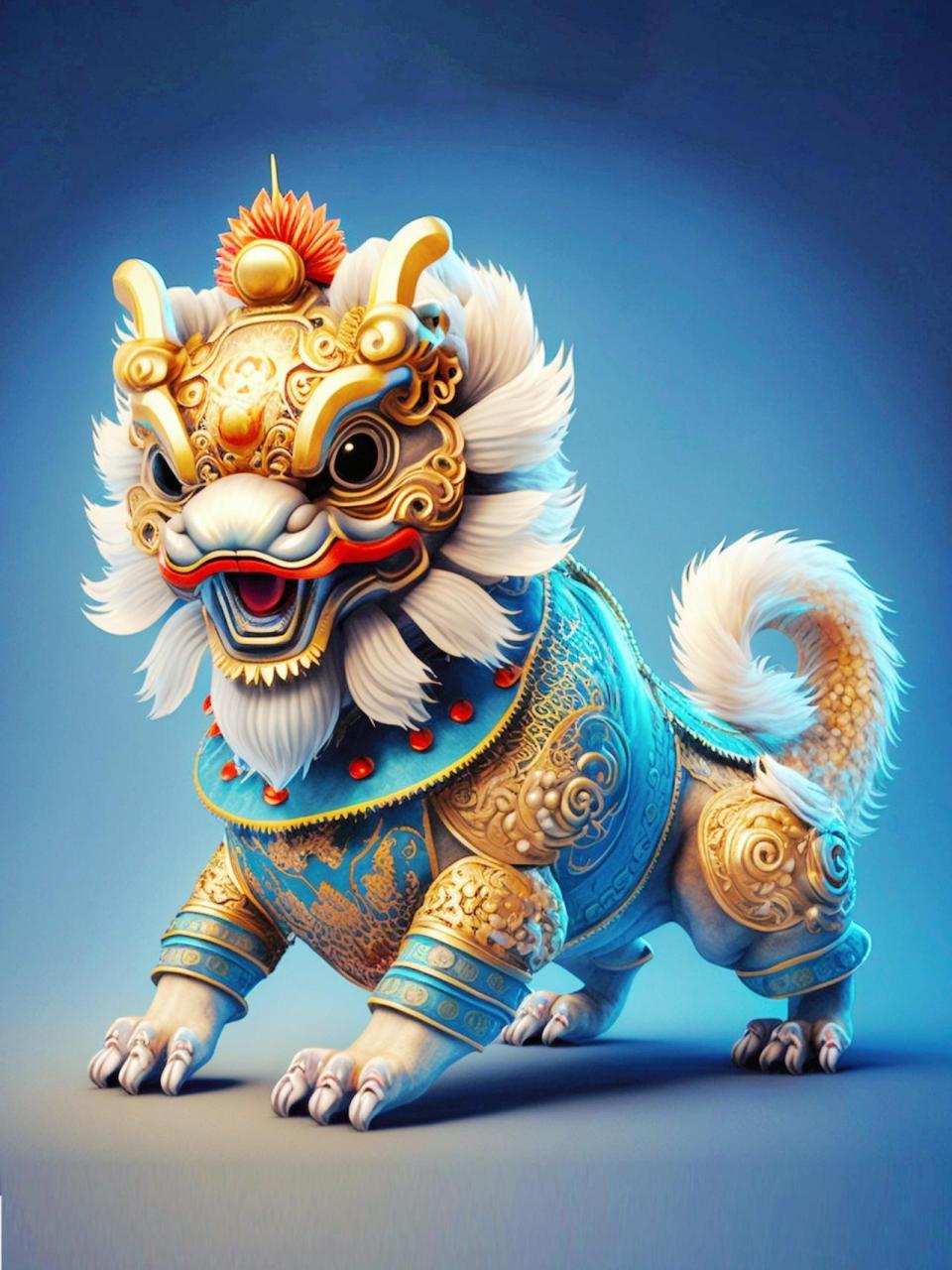 中国舞狮 表演中狮子颜色有不同寓意,黄色为刘备狮:代表贵气,祥和