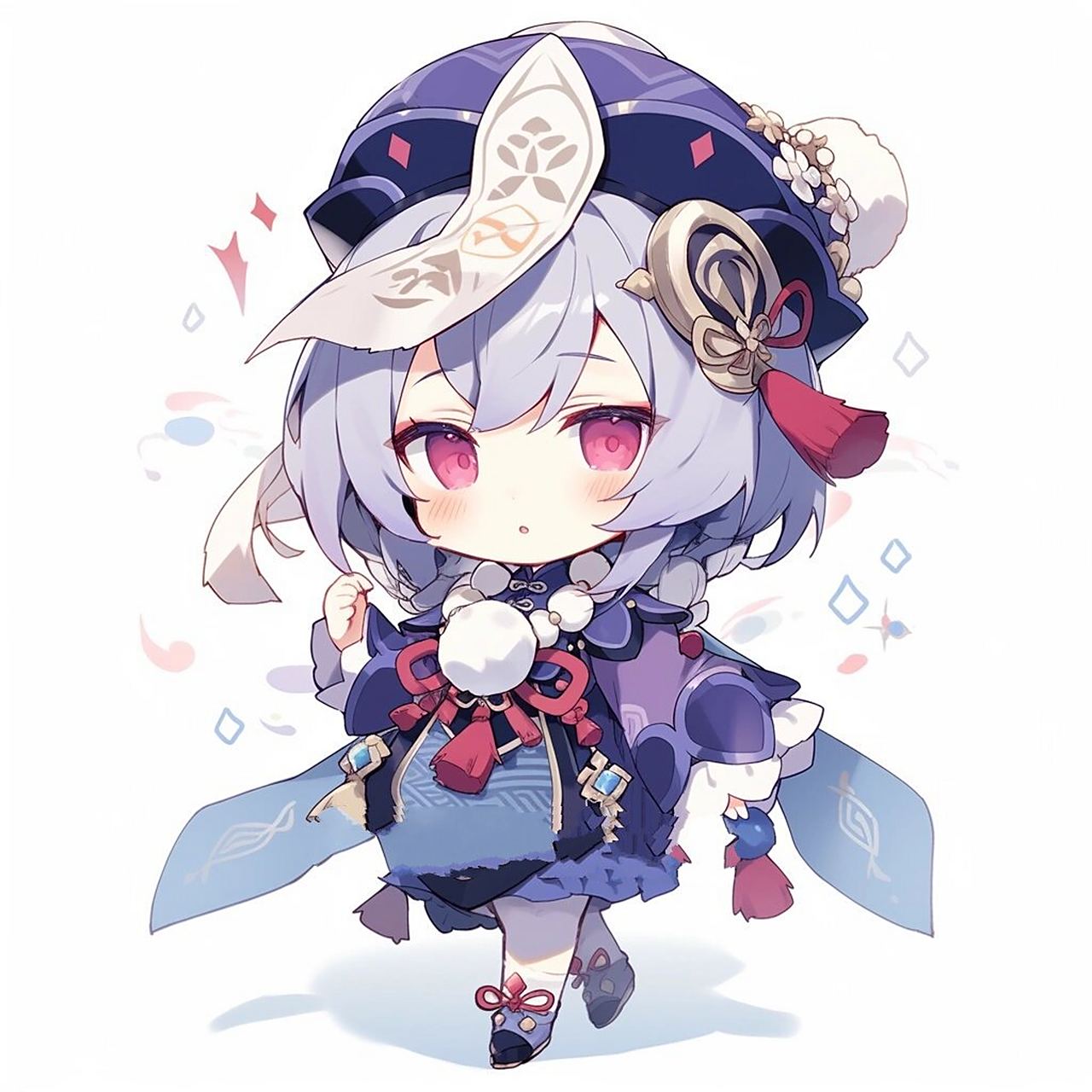 原神头像 | q版·七七 早上好,今天要做的是.等我看看笔记