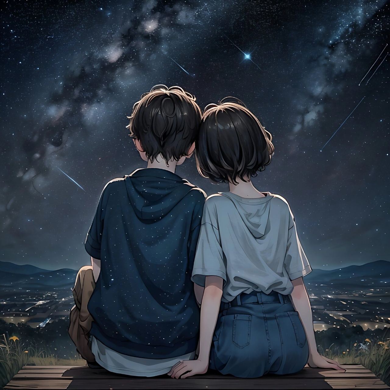 一起来看流星雨‖治愈系情侣头像