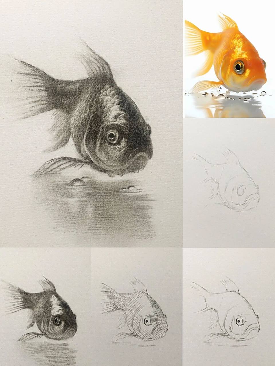 素描金鱼步骤 #画画的日常# #笔记灵感# #素描# #素描动物# #零基础