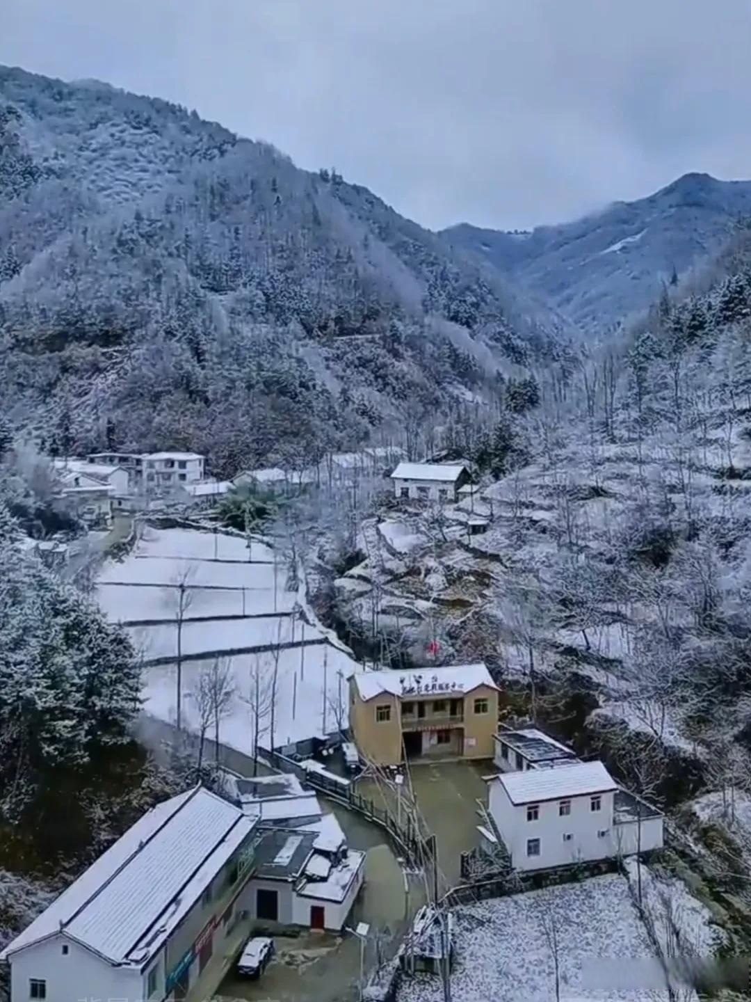 下雪农村山上图片图片