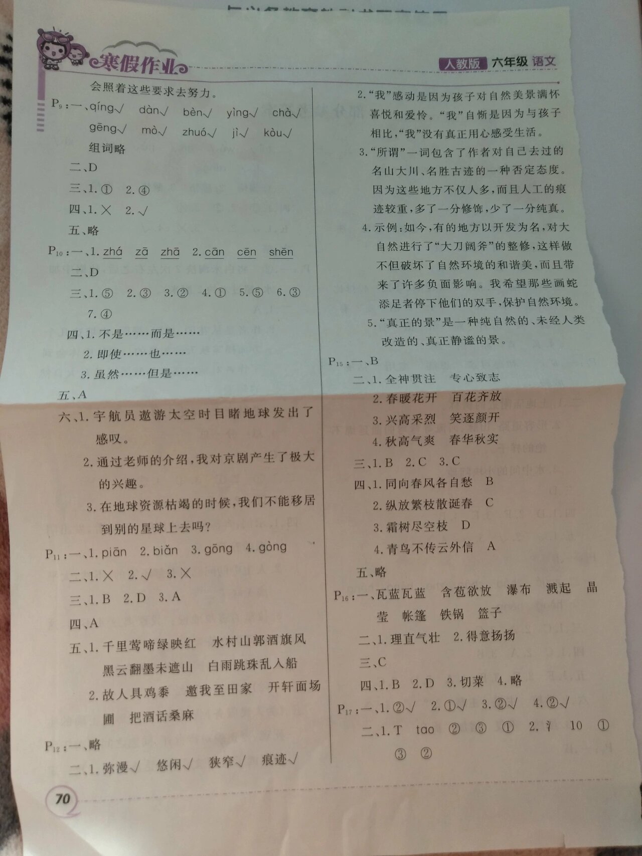 小升初语文寒假作业答案(人教版)(9787540337407语文寒假作业答案) 小升初语文寒假作业答案(人教版)(9787540337407语文寒假作业答案)