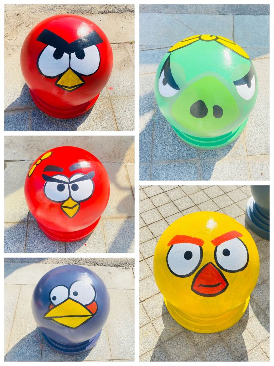 石墩彩绘 过程: 16615丙烯颜料上底色,方便后续画画(如果要上黄色