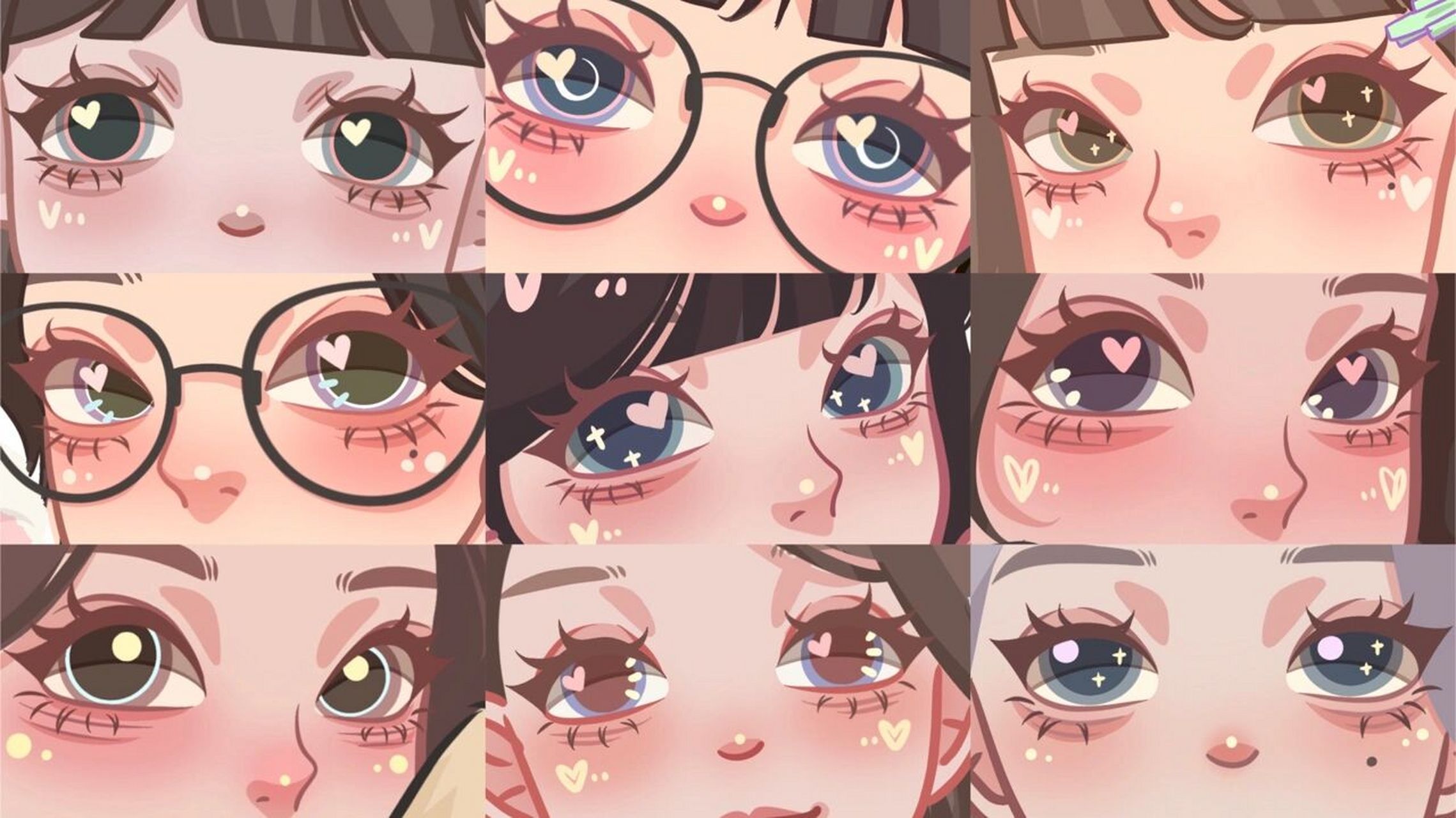 卡通眼睛合集 最近画的眼镜 做了一个小小的总结 咱就是说女孩子的眼