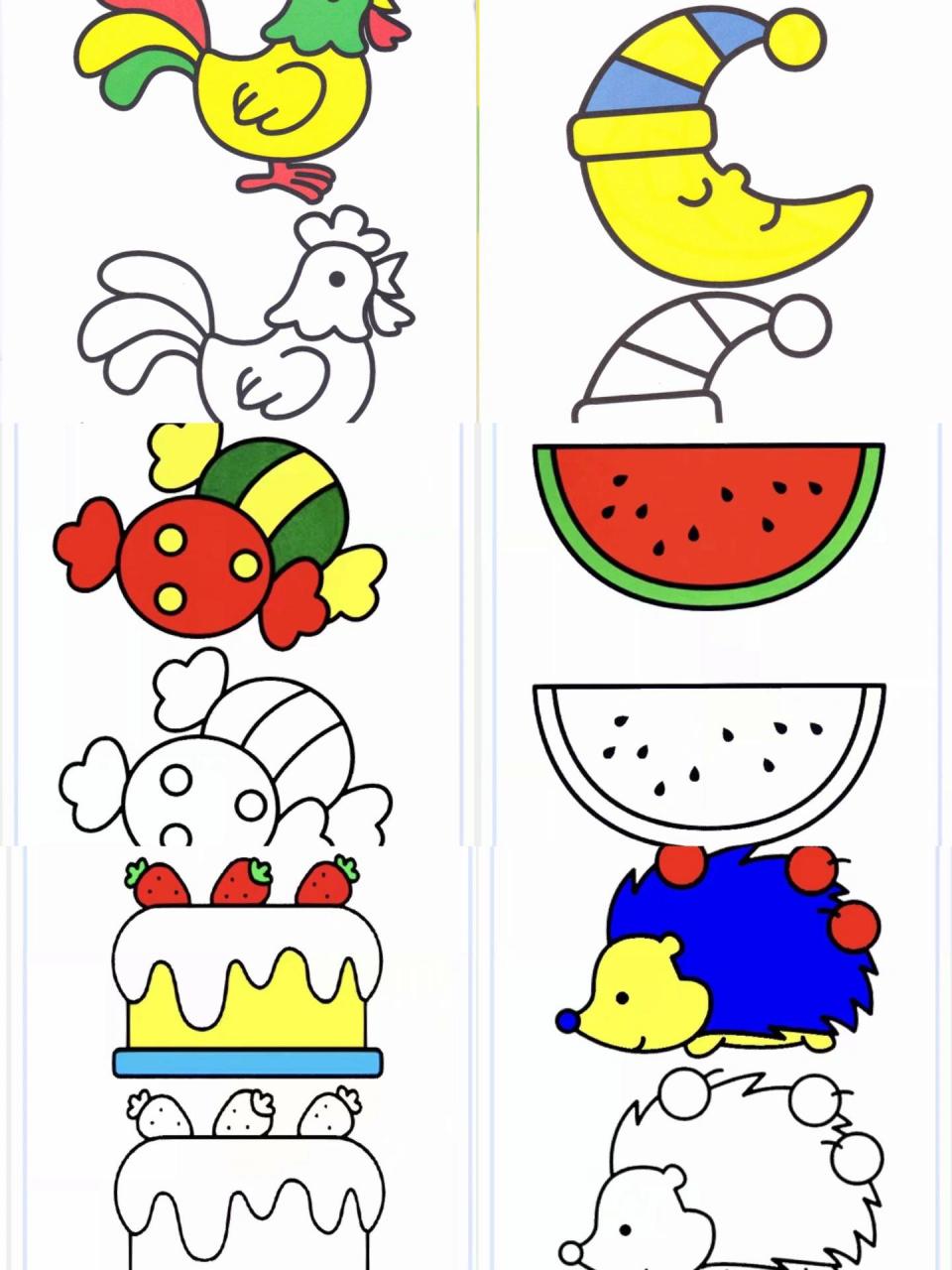 涂色简笔画,300张可打印 低幼在美术启蒙时,可以用蜡笔,马克笔,水彩笔