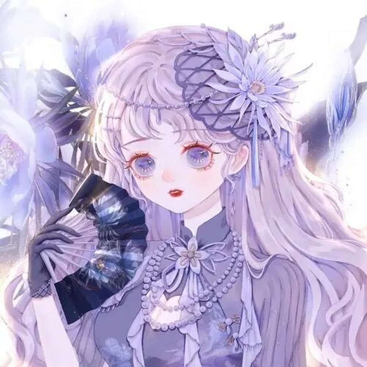 二次元美女头像紫色 二次元头