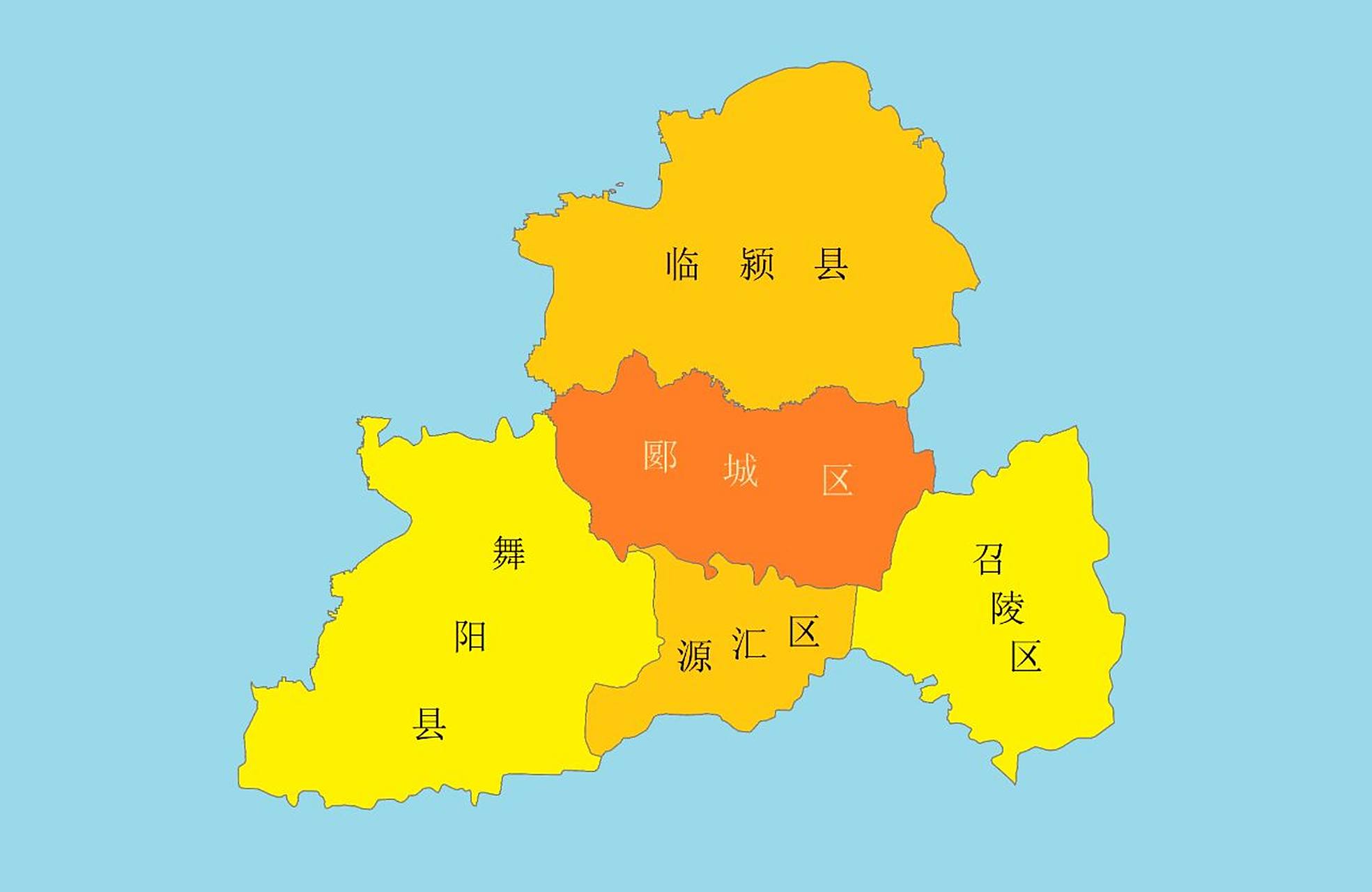 河南行政区划地图 漯河,下辖3市辖区,2县:源汇区,郾城区,召陵区,舞阳