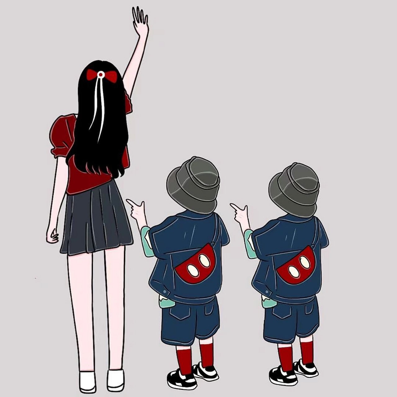 妈妈和两儿子头像～你留言我做图