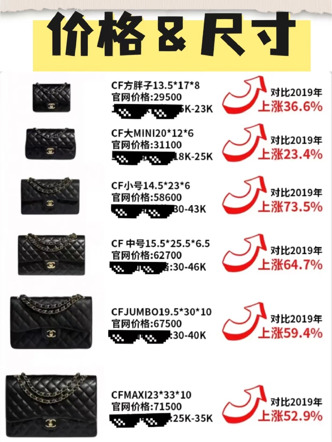 chanel最全尺寸解析,码住98 cf作为香奈儿经典中的经典,保质率一直