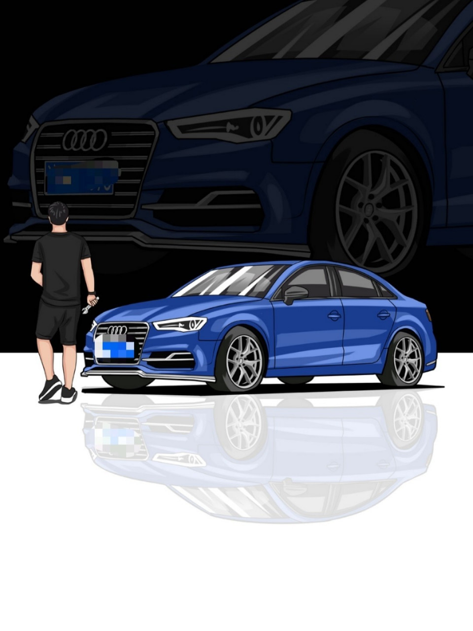 手绘汽车跑车漫画设计q版头像壁纸画车 专业手绘汽车漫画头像,宝马