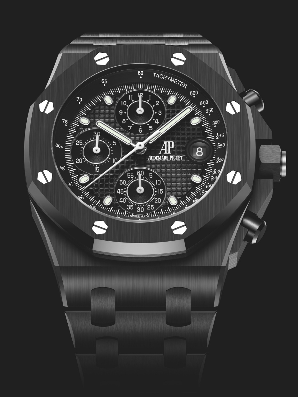 新品发布|爱彼全新皇家橡树离岸型腕表 图1-3:黑色陶瓷打造的royal