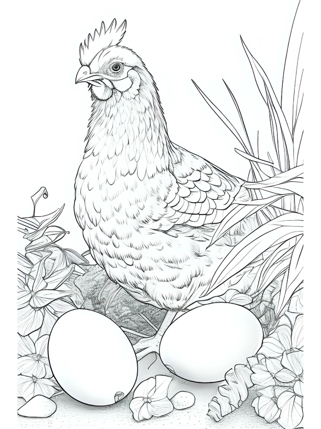 涂色素材‖母鸡下蛋