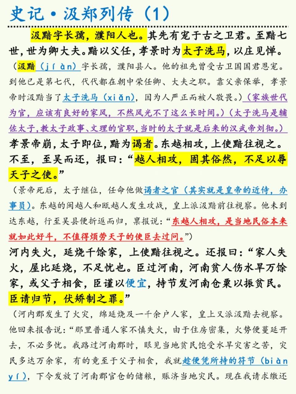 《史记·汲郑列传(1 1.020202020202 汲黯,西汉名臣.