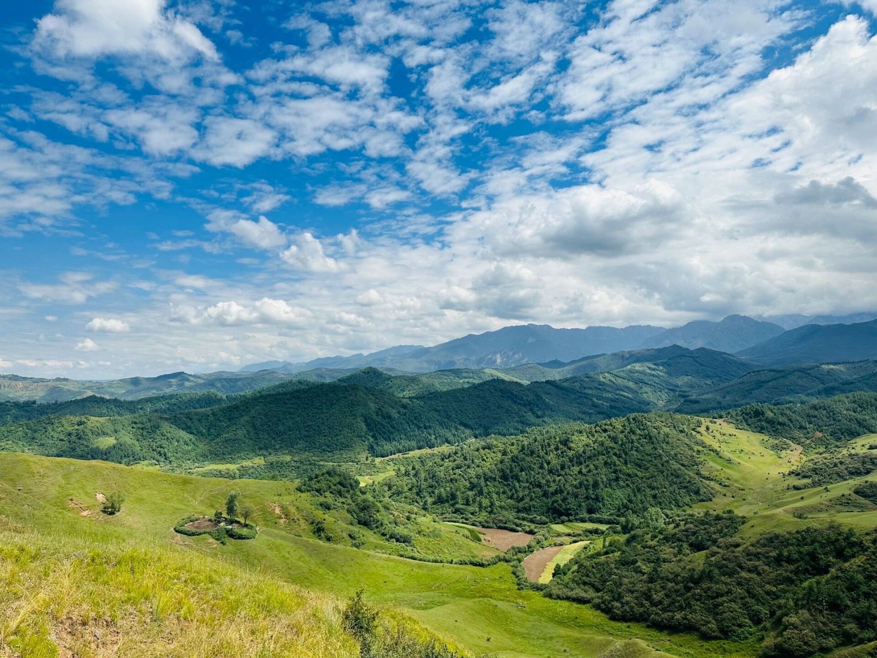美丽的和政太子山风景名胜区 蓝天白云,晴空万里,绿水青山,鲜花盛开.